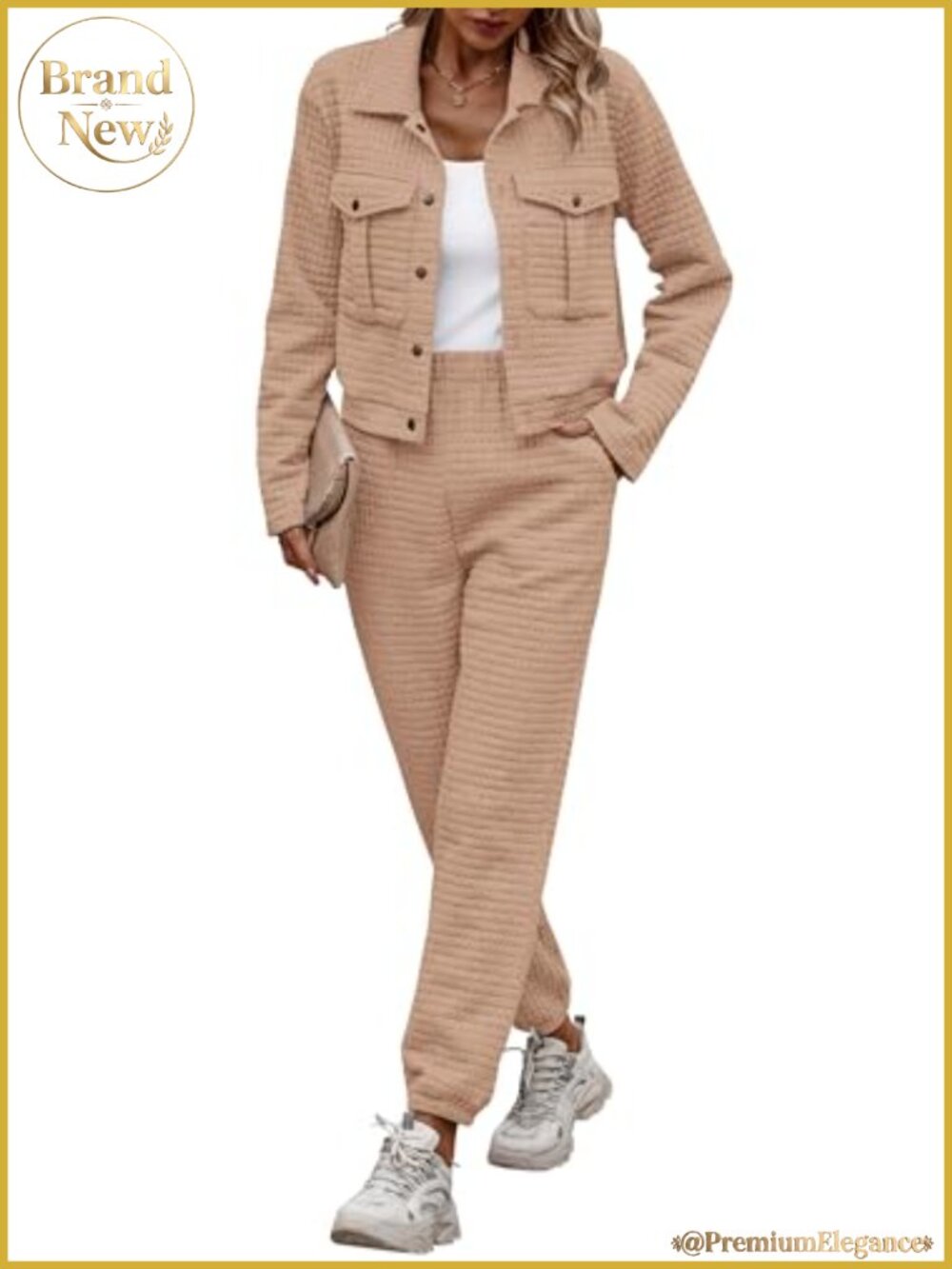 Women 2 Piece Matching Lounge Set Button Down Shacket & Jogger Pants